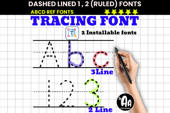 Mastering Handwriting: The Dashed Lined Ruled Tracing Font Pack